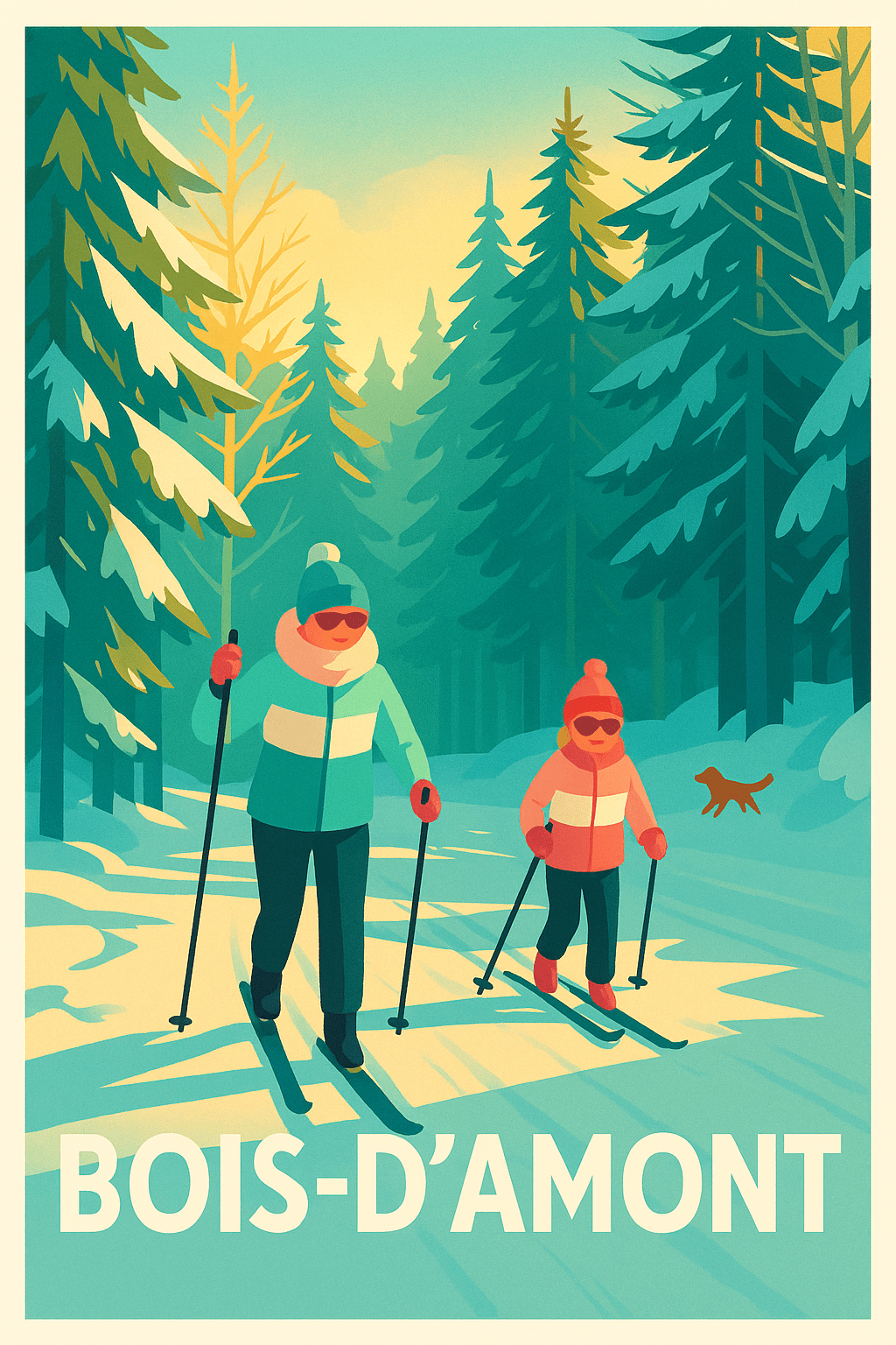 Jura France Pas de Cadre / 20 × 30cm Affiche de Bois-d'Amont - Escapade hivernale en forêt enneigée