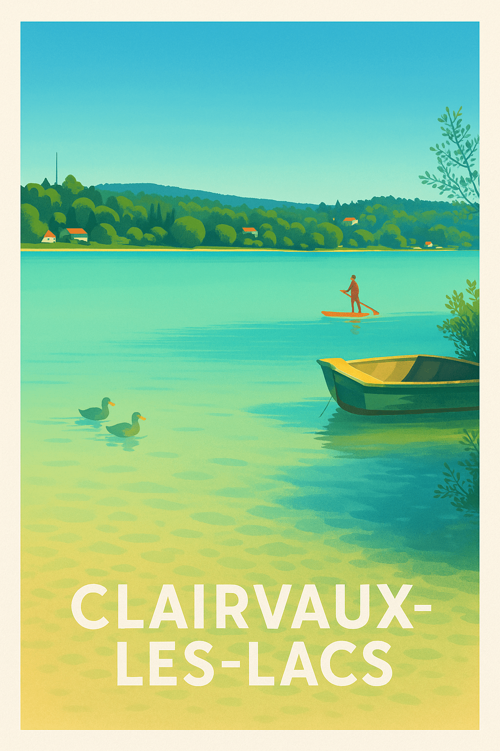 Jura France Pas de Cadre / 20 × 30cm Affiche de Clairvaux-les-Lacs - Sérénité et nature au fil de l'eau
