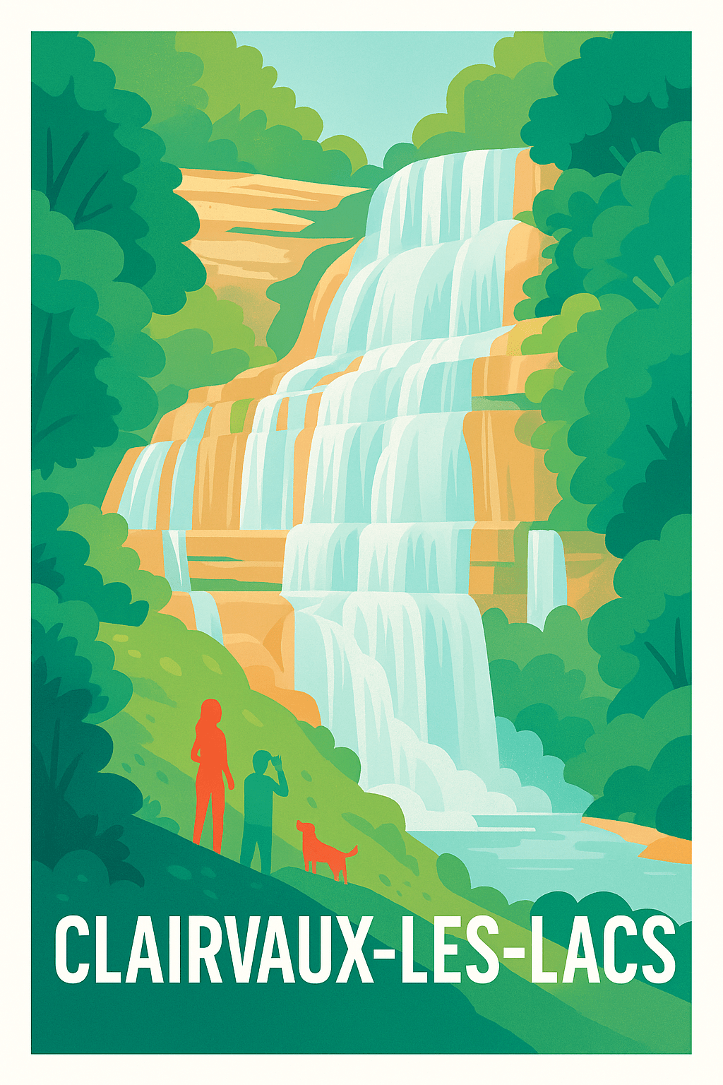 Jura France Pas de Cadre / 20 × 30cm Affiche de Clairvaux-les-Lacs - Splendeur naturelle en cascade