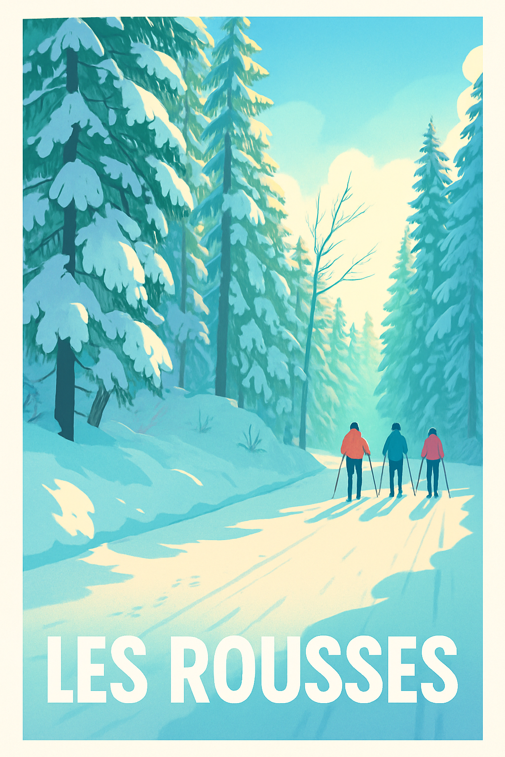 Affiche Les Rousses — Invitation à la glisse hivernale · poster d'art de Les Rousses