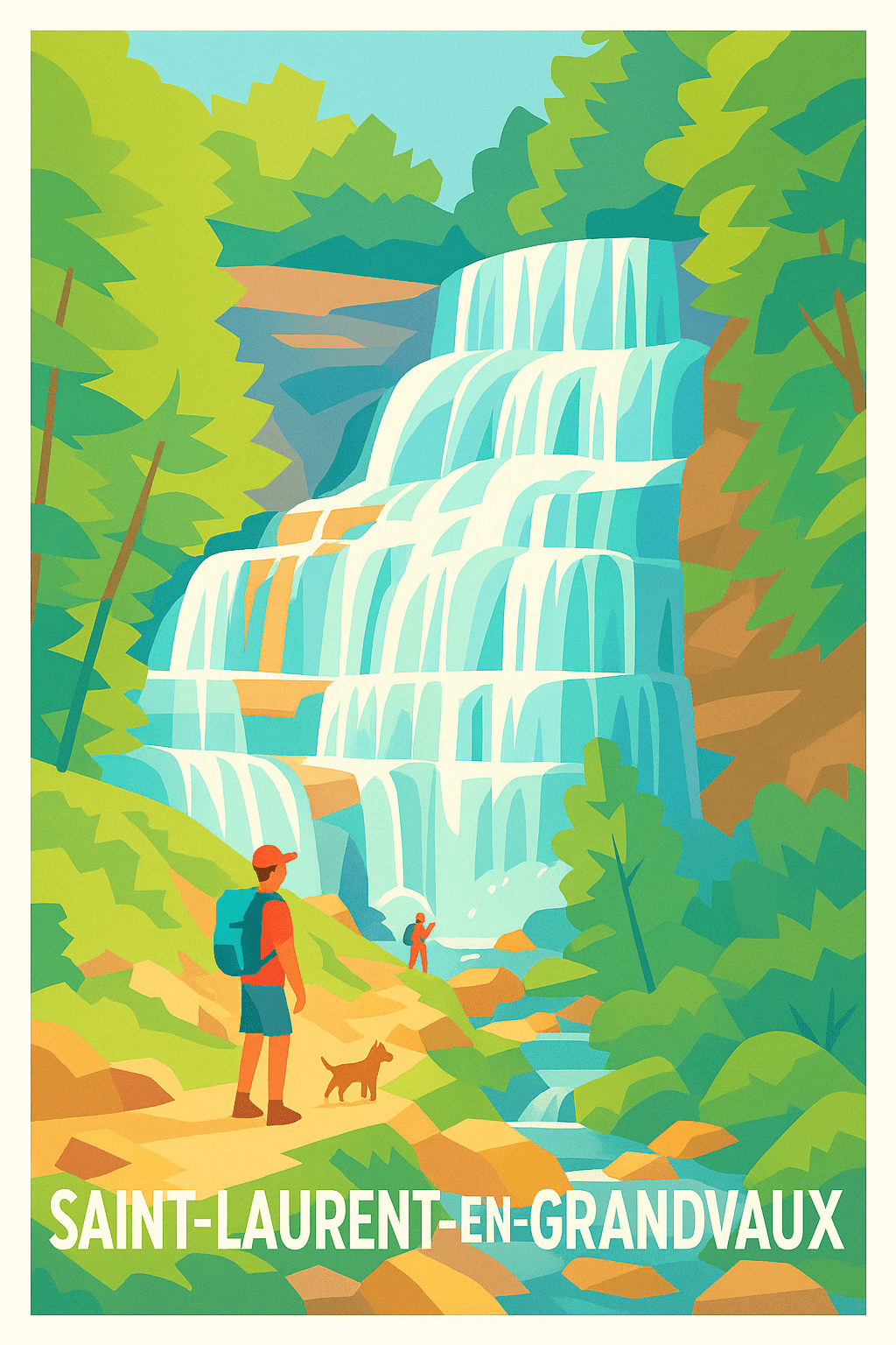 Affiche Saint-Laurent-en-Grandvaux — Découvrez la magie des cascades · poster d'art de Saint-Laurent-en-Grandvaux