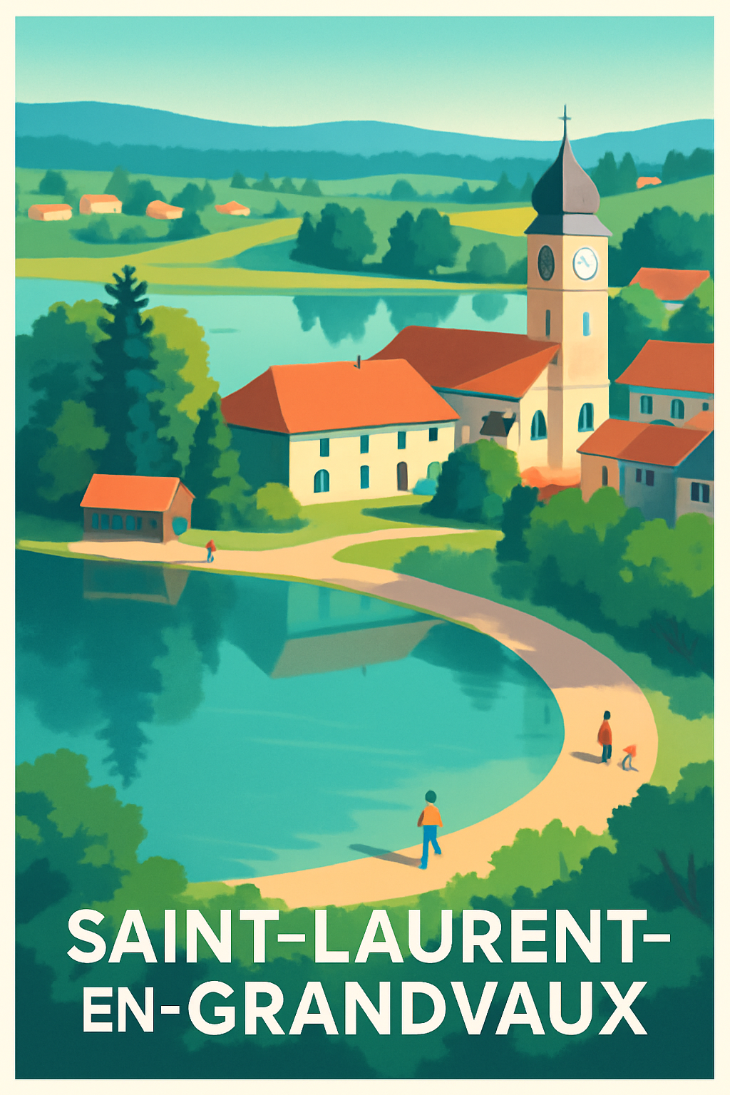 Jura France Pas de Cadre / 20 × 30cm Affiche de Saint-Laurent-en-Grandvaux - Tranquillité au bord du lac
