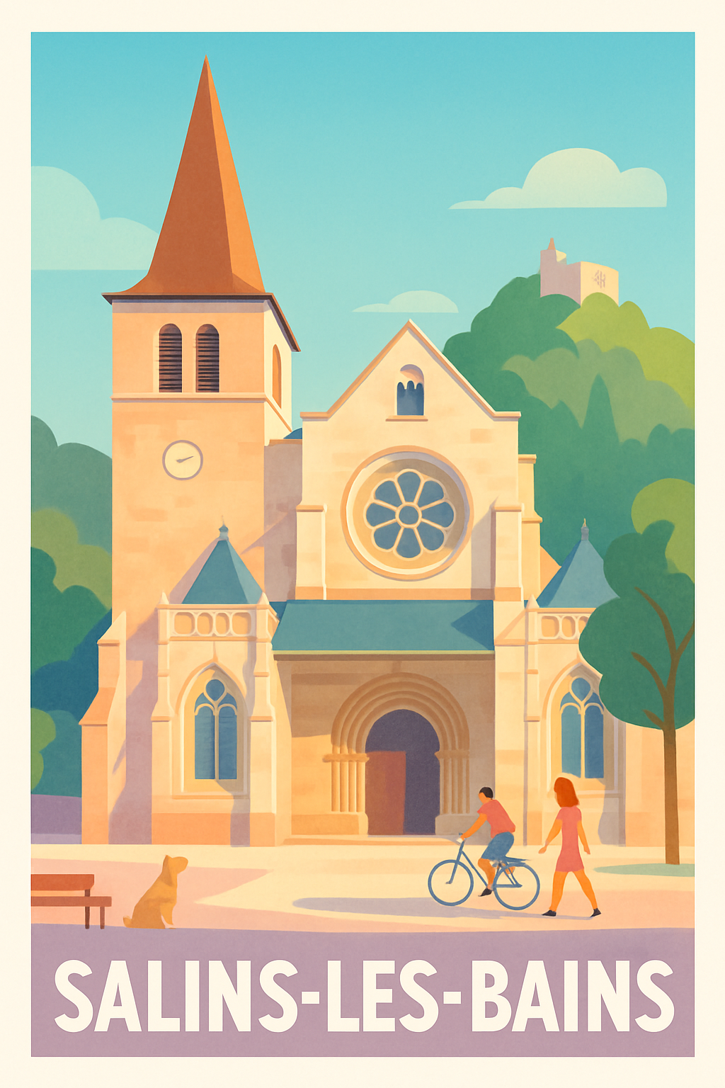 Jura France Pas de Cadre / 20 × 30cm Affiche de Salins-les-Bains - Charme authentique et douceur de vivre