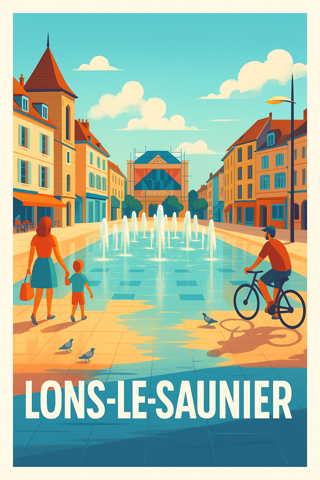 Jura France Pas de Cadre / 20 × 30cm Affiche Lons-le-Saunier - Charme et sérénité au cœur de la ville