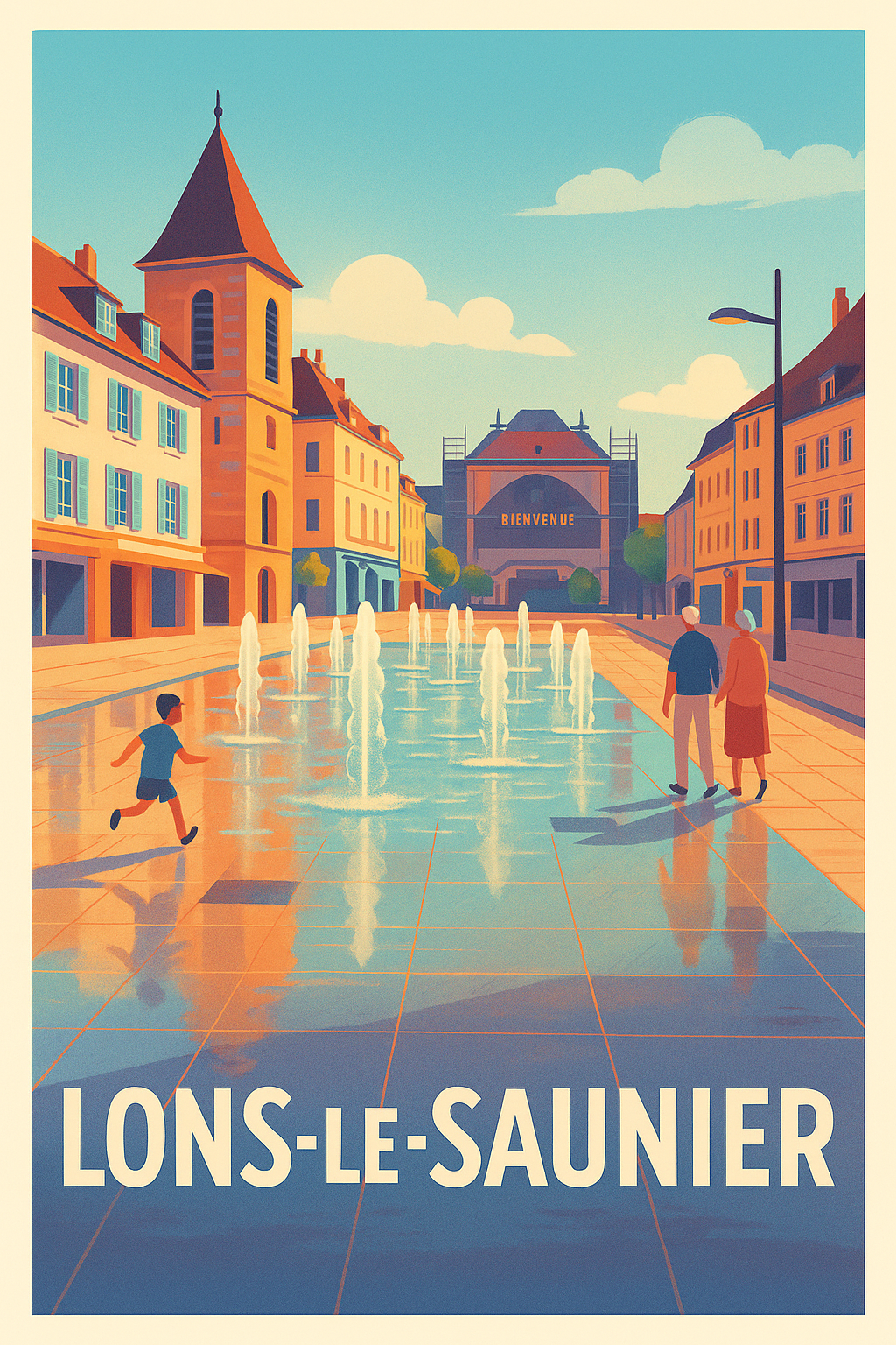 Jura France Pas de Cadre / 20 × 30cm Affiche Lons-le-Saunier - Charme et Sérénité au Cœur de la Ville