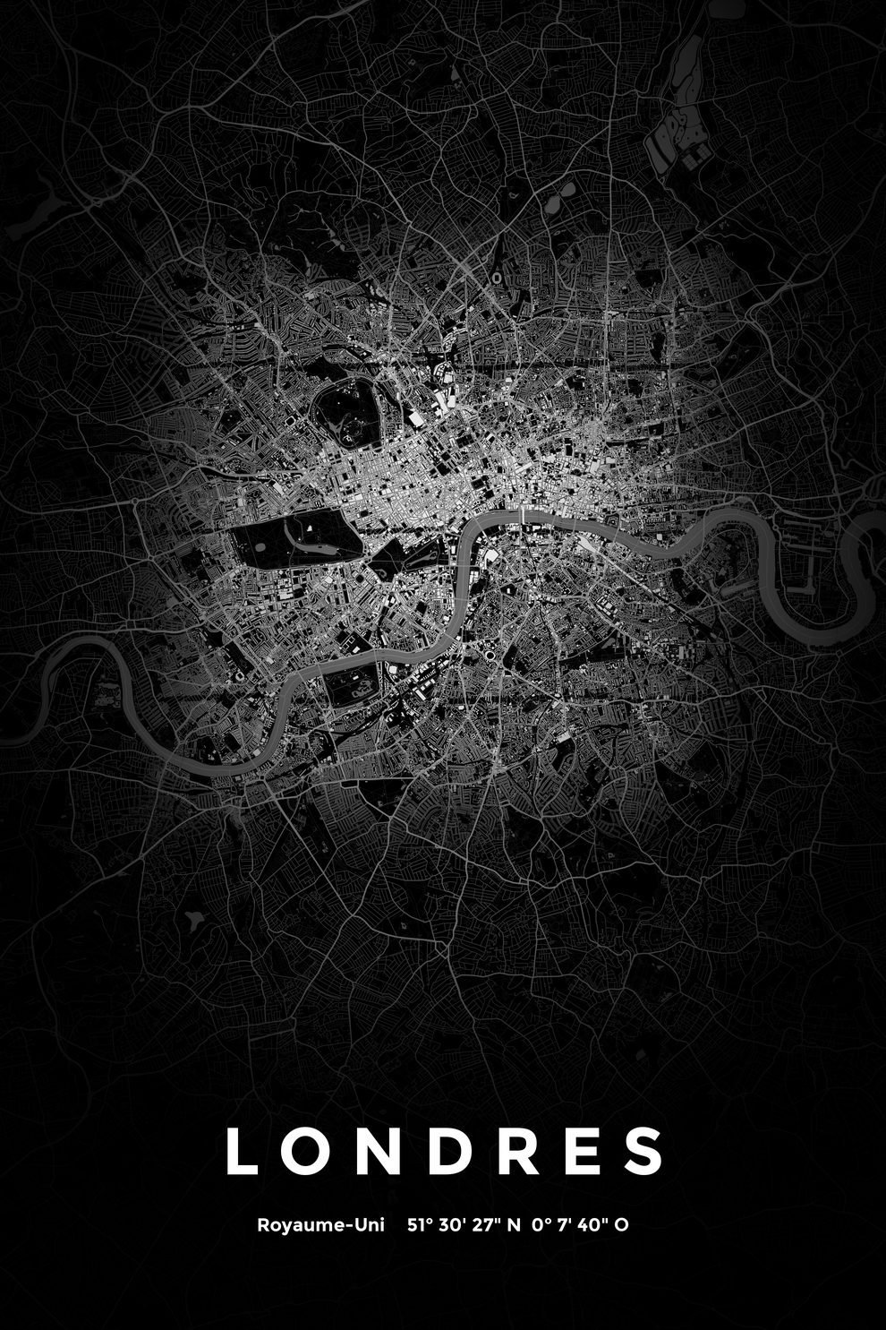 Carte de Londres nuit - Affiche personnalisée