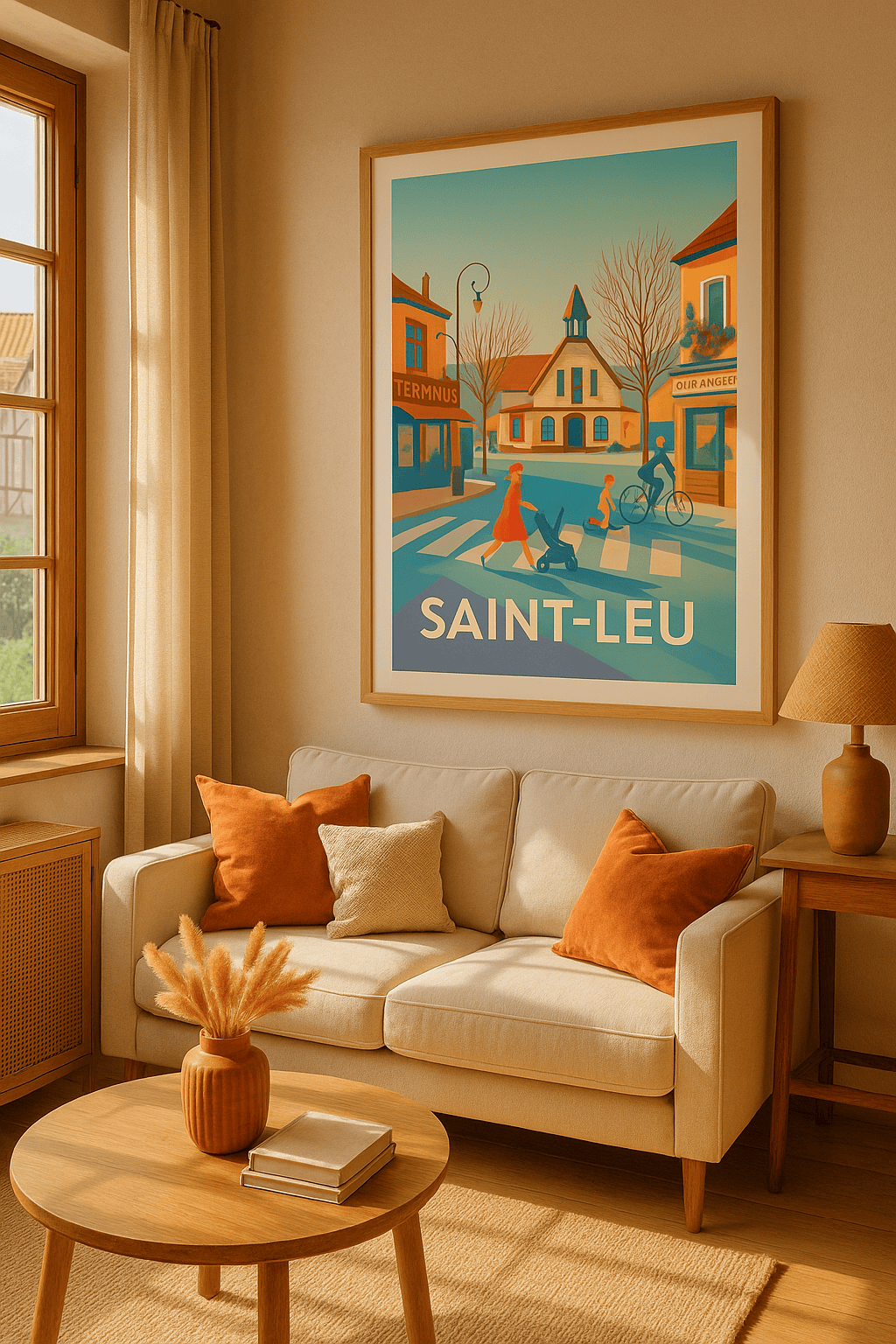 Affiche Saint-Leu — Un coin de vie paisible au cœur de la ville · poster d'art de Saint-Leu