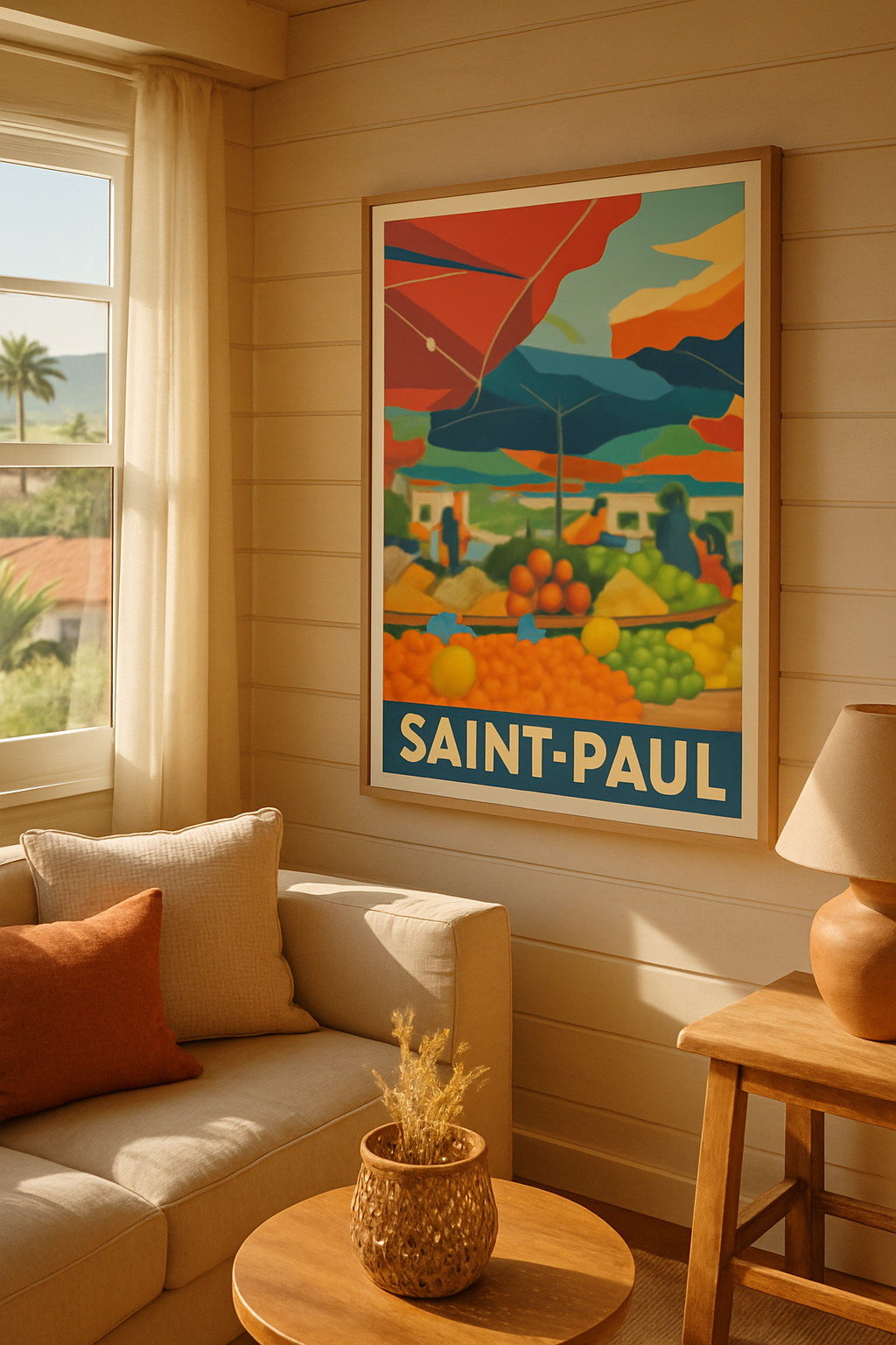 La Réunion France Affiche de Saint-Paul - Ambiance colorée du marché