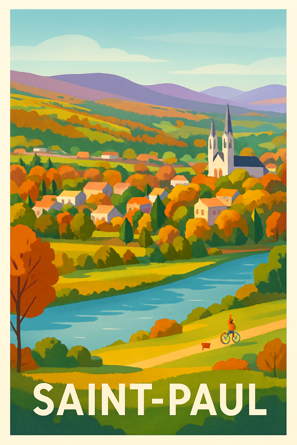 Affiche Saint-Paul — Évasion bucolique au fil de la rivière · poster d'art de Saint-Paul