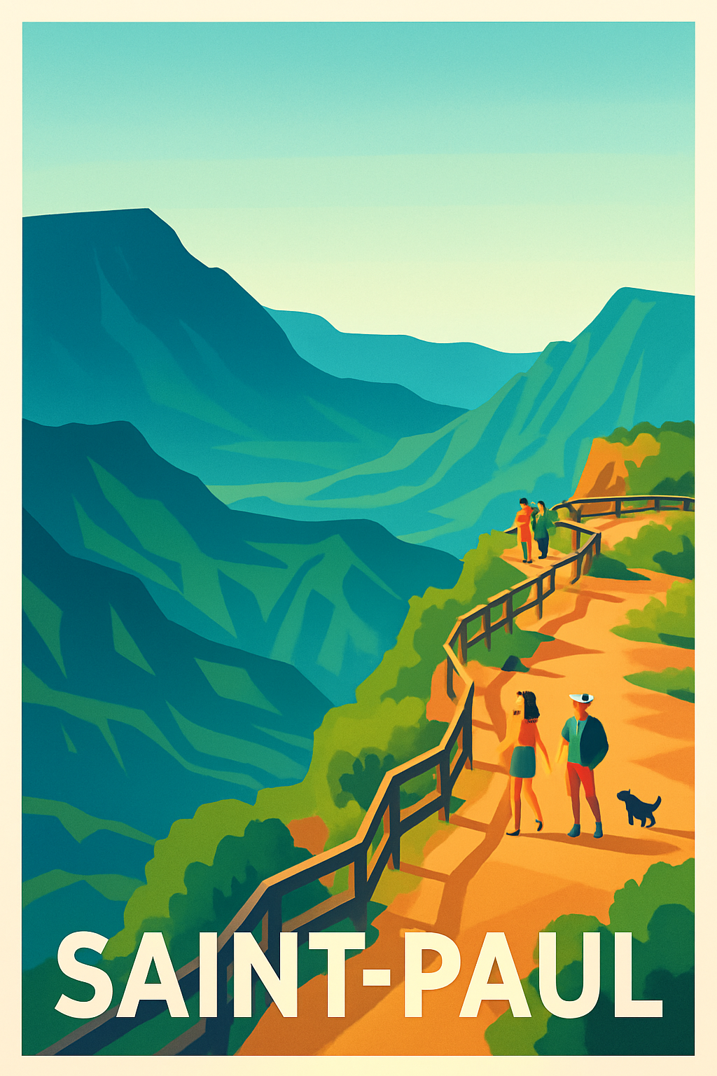 La Réunion France Pas de Cadre / 20 × 30cm Affiche de Saint-Paul - Panorama naturel et balade ressourçante