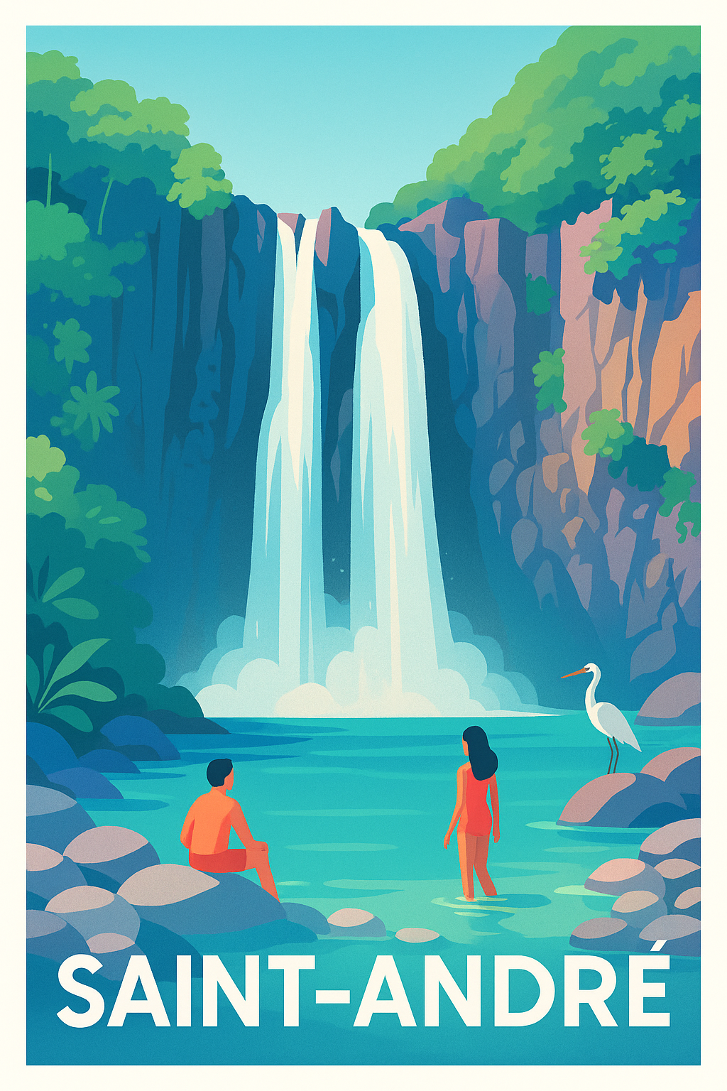 La Réunion France Pas de Cadre / 20 × 30cm Affiche Saint-André - Évasion au charme naturel