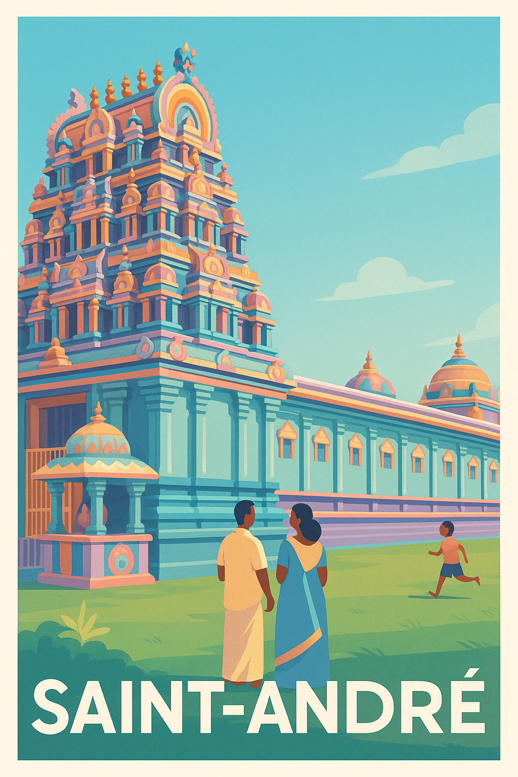 La Réunion France Pas de Cadre / 20 × 30cm Affiche Saint-André - Un voyage culturel au cœur du temple