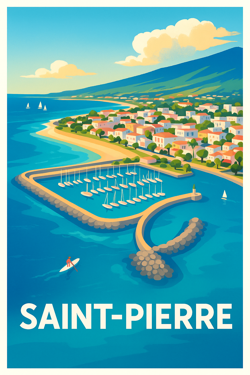 La Réunion France Pas de Cadre / 20 × 30cm Affiche Saint-Pierre - Vue idyllique en bord de mer
