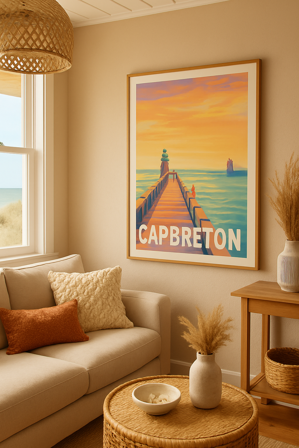 Landes France Affiche de Capbreton - L'évasion au bout du quai au coucher du soleil