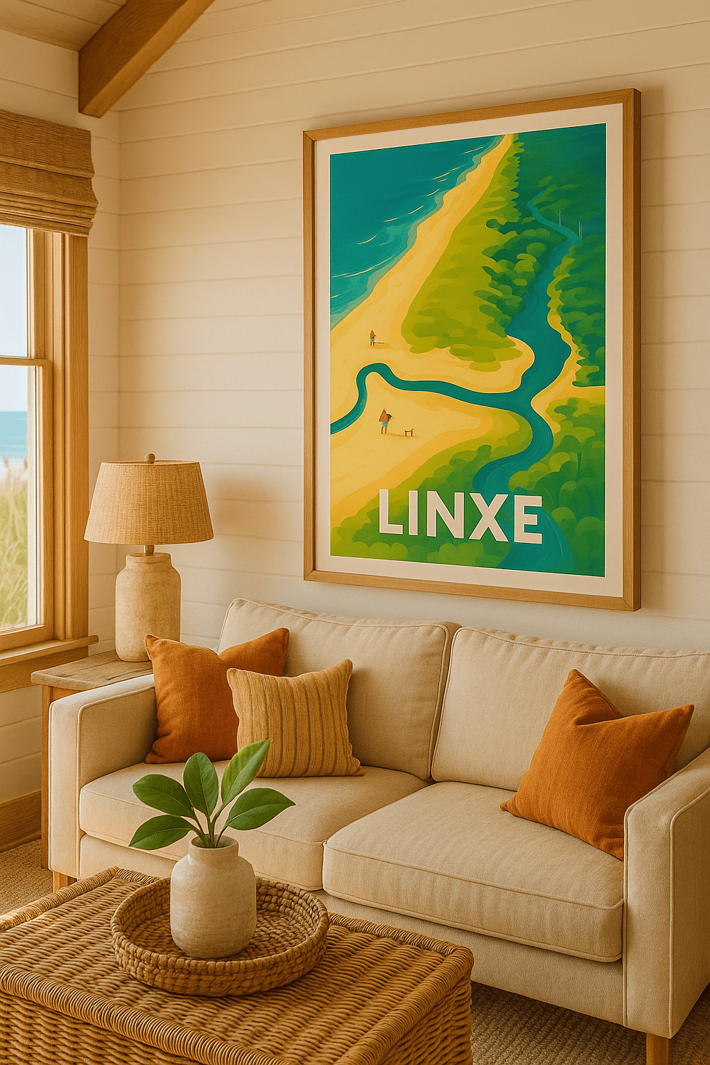 Affiche Linxé — L'évasion nature entre forêt et océan · poster d'art de Linxé