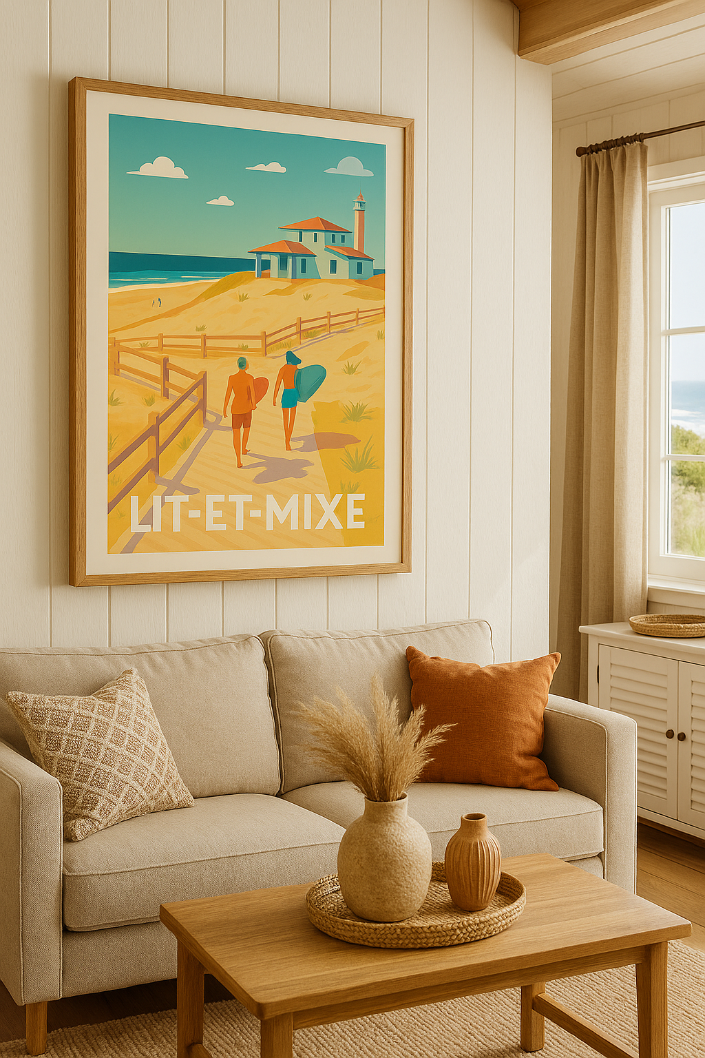 Landes France Affiche de Lit-et-Mixe - Escapade Surf et Plage