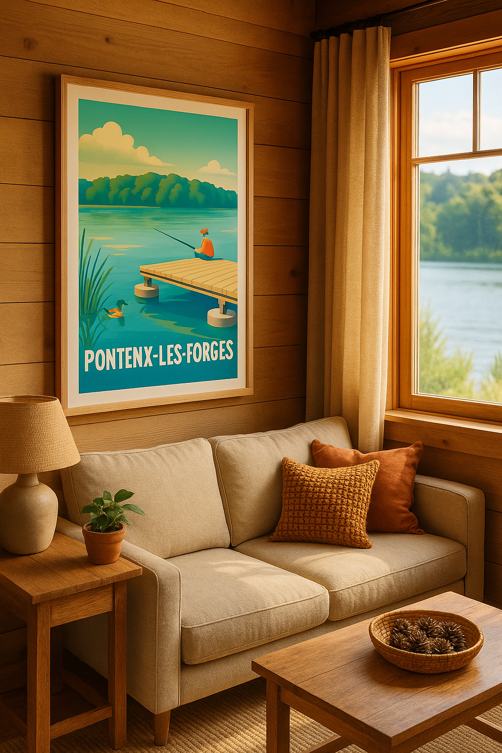 Affiche Pontenx-les-Forges — Sérénité au bord de l'eau · poster d'art de Pontenx-les-Forges
