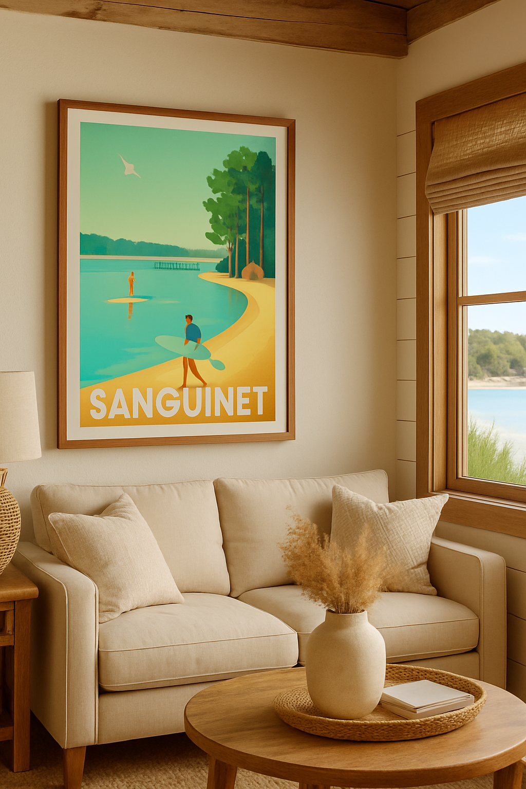 Affiche Sanguinet — Escapade aquatique paisible · poster d'art de Sanguinet