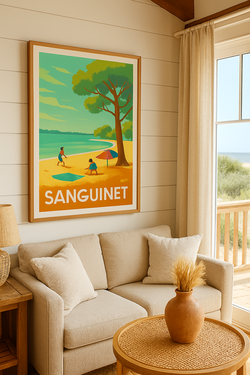Landes France Affiche de Sanguinet - La douceur de la plage landaise