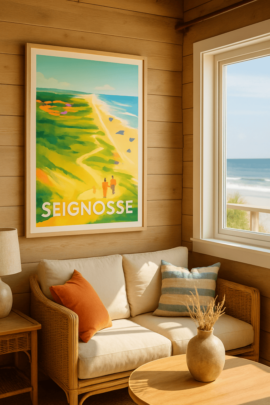 Landes France Affiche de Seignosse - Invitation à la balade entre mer et forêt