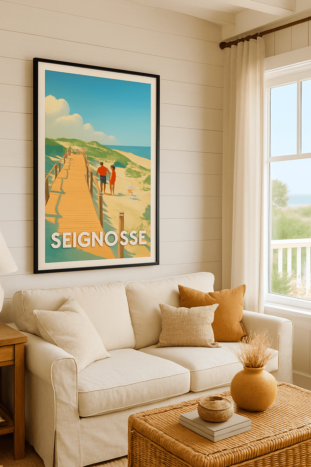 Landes France Affiche de Seignosse - Promenade en bord de mer
