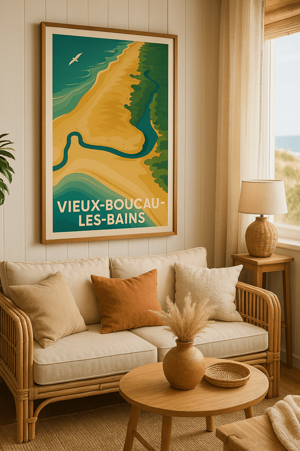 Affiche Vieux-Boucau-les-Bains — L'évasion côtière en poster · poster d'art de Vieux-Boucau-les-Bains