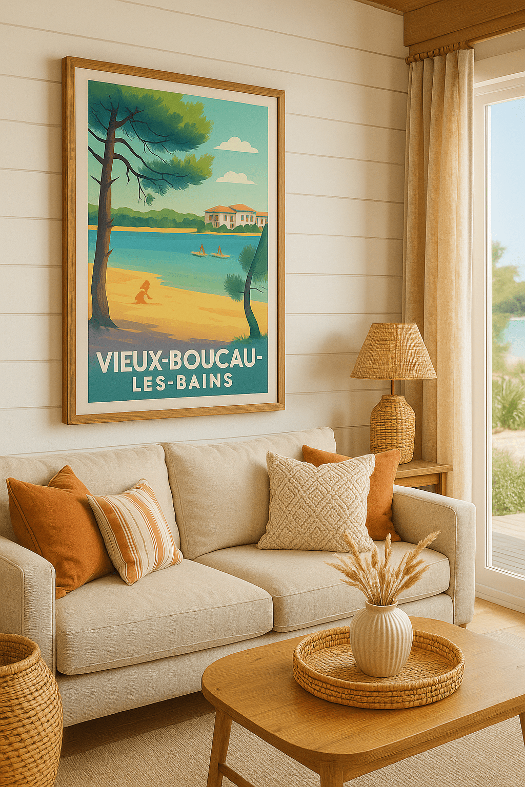 Affiche Vieux-Boucau-les-Bains — Plages et loisirs en douceur · poster d'art de Vieux-Boucau-les-Bains