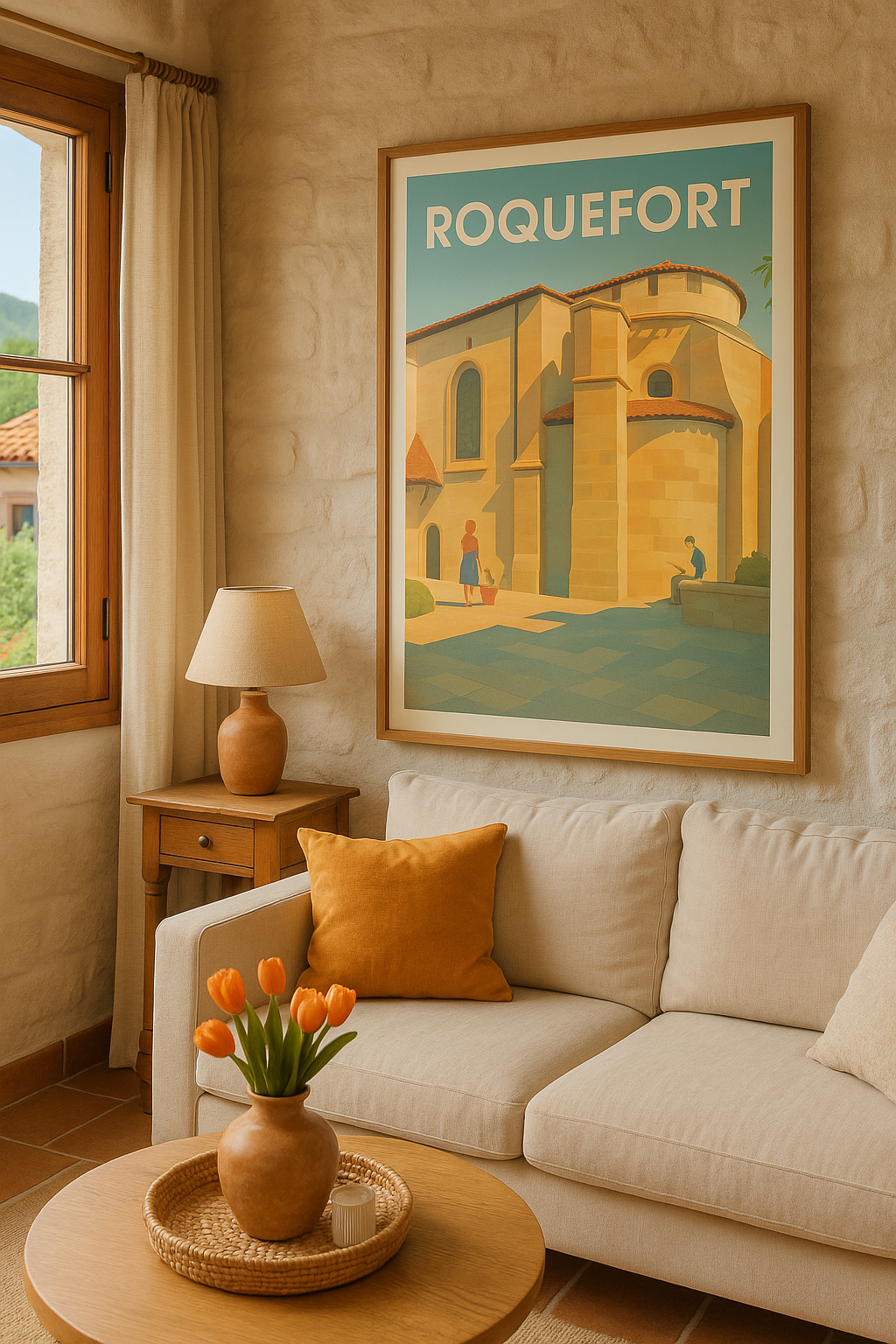 Affiche Roquefort — Charme et tranquillité médiévale · poster d'art de Roquefort