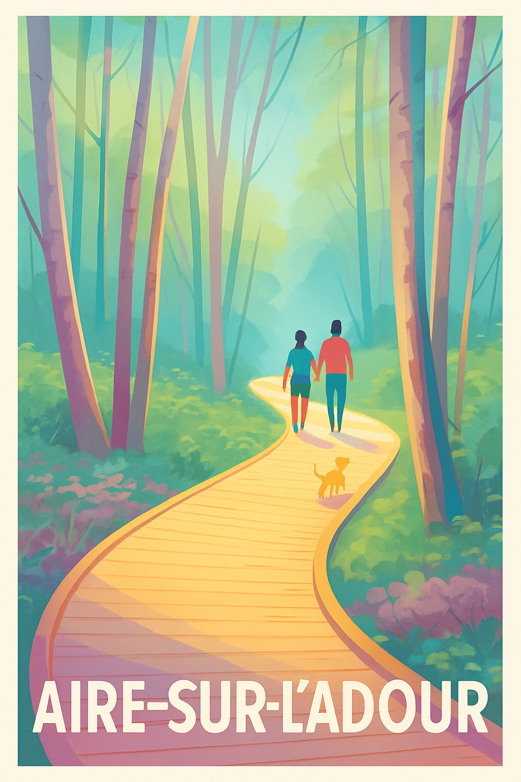 Landes France Pas de Cadre / 20 × 30cm Affiche de Aire-sur-l'Adour - Promenade en forêt enchantée