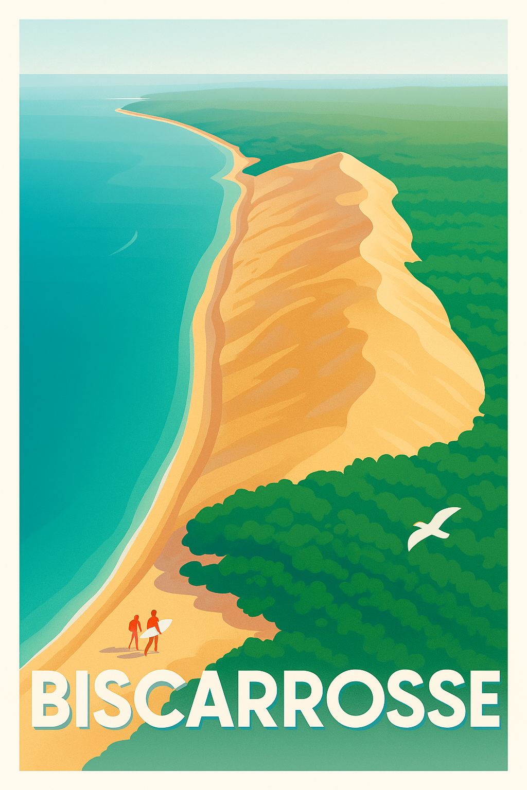 Landes France Pas de Cadre / 20 × 30cm Affiche de Biscarrosse - Évasion et Nature au Cœur des Dunes