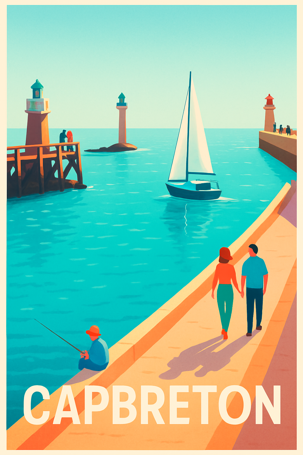 Landes France Pas de Cadre / 20 × 30cm Affiche de Capbreton - Escapade côtière ensoleillée