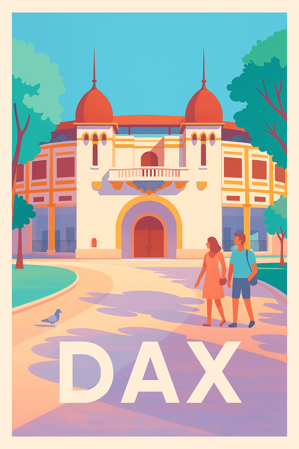 Landes France Pas de Cadre / 20 × 30cm Affiche de Dax - Charme et élégance au cœur de la ville