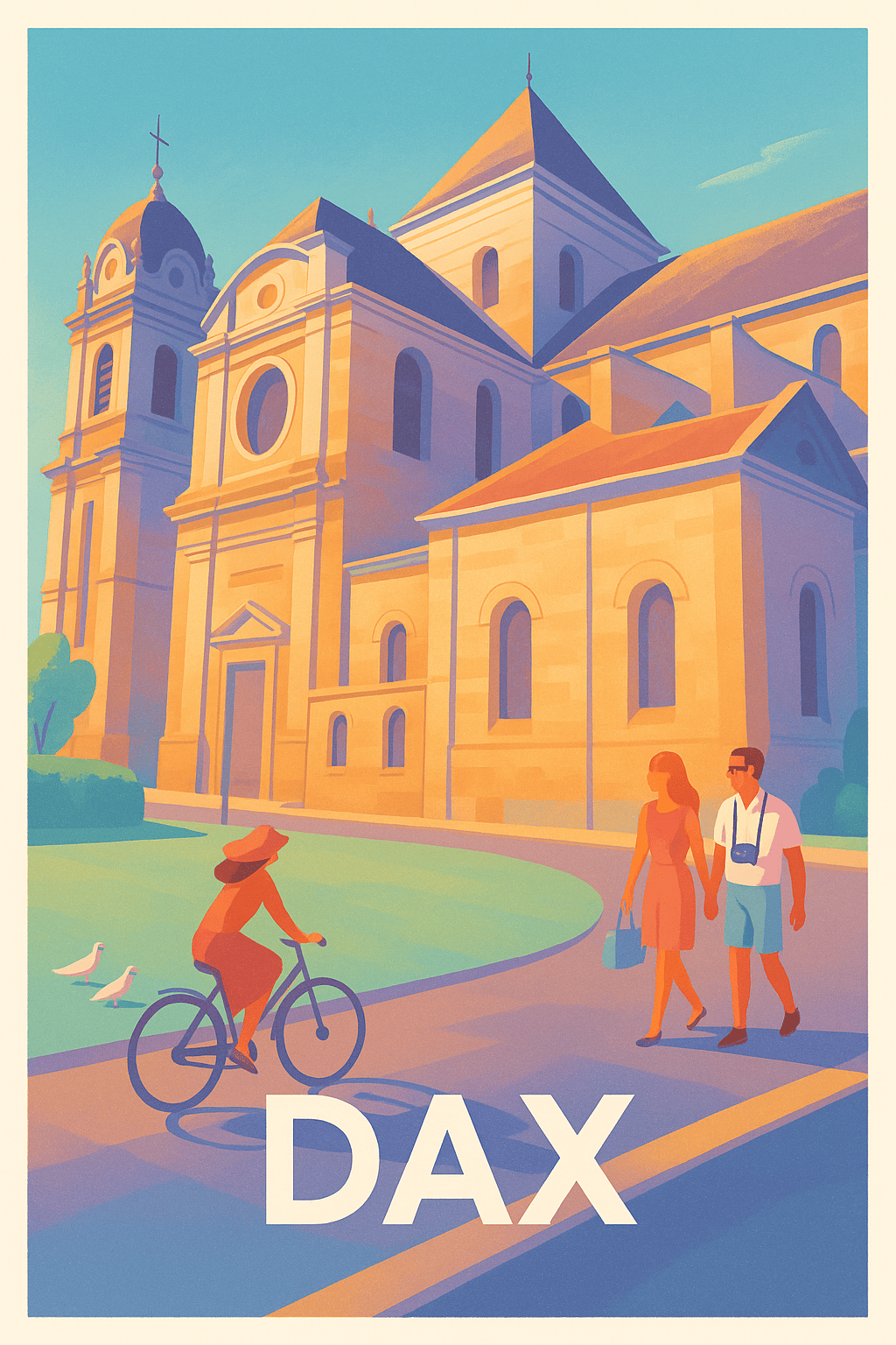 Landes France Pas de Cadre / 20 × 30cm Affiche de Dax - Charme et lumière du Sud-Ouest