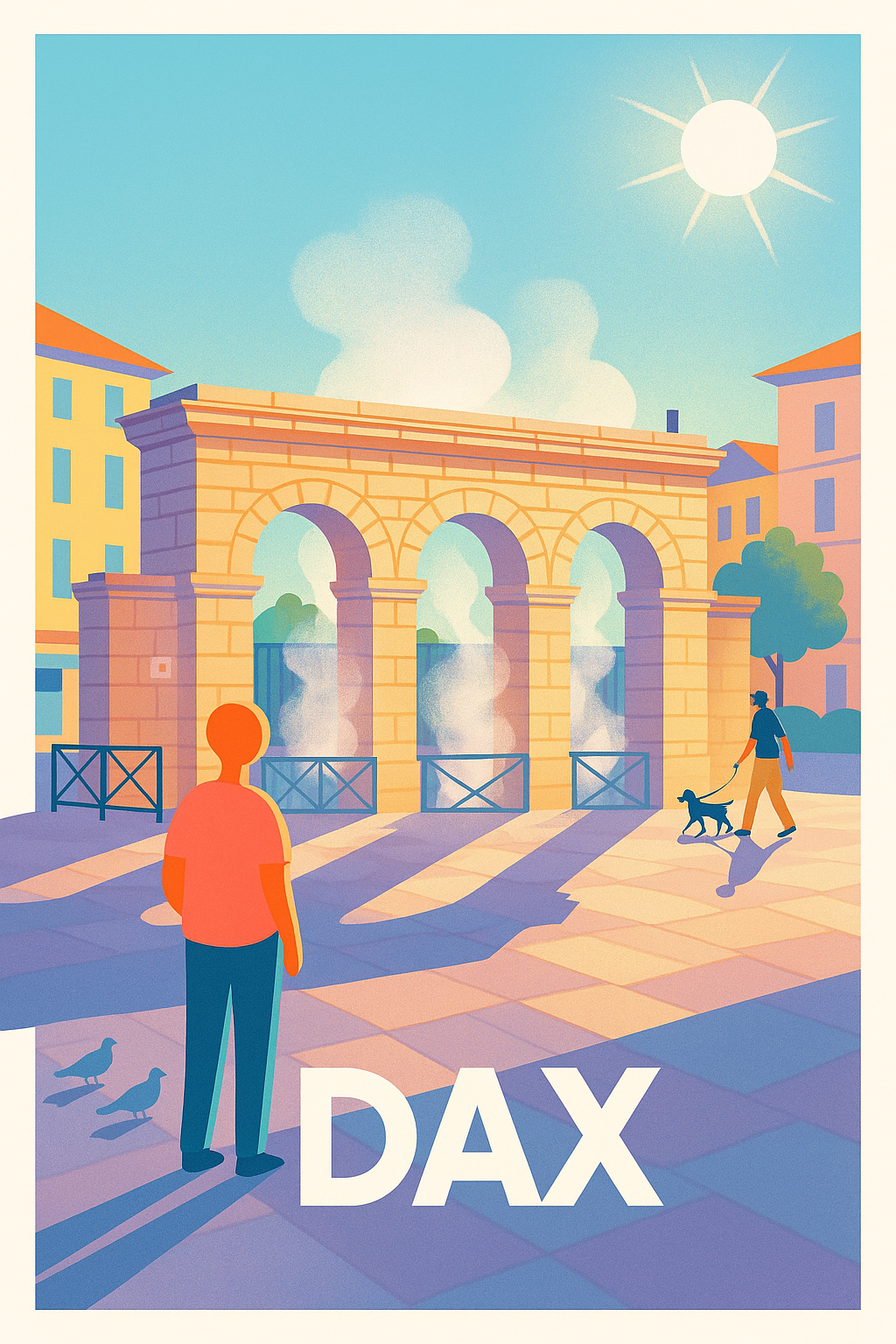 Landes France Pas de Cadre / 20 × 30cm Affiche de Dax - Sérénité et charme d'une journée ensoleillée