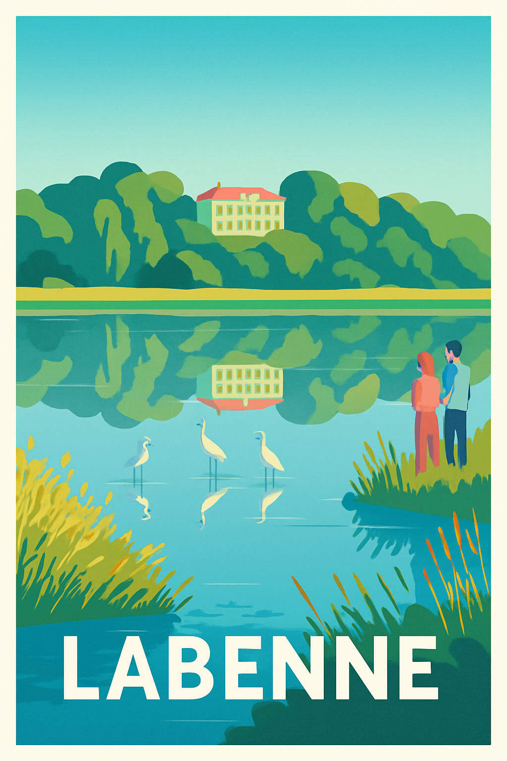 Landes France Pas de Cadre / 20 × 30cm Affiche de Labenne - Escapade nature au bord de l'eau
