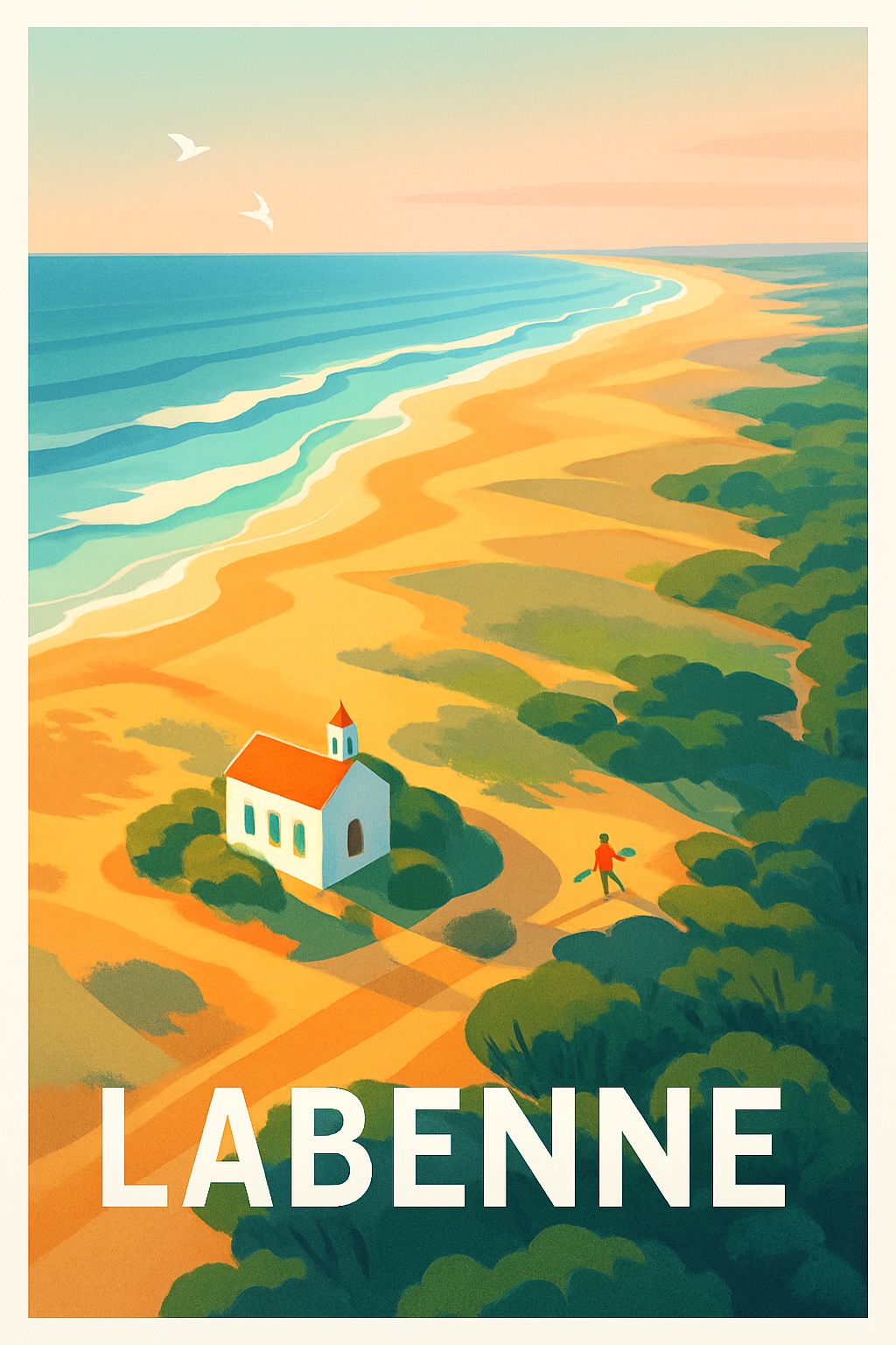 Landes France Pas de Cadre / 20 × 30cm Affiche de Labenne - Évasion côtière ensoleillée