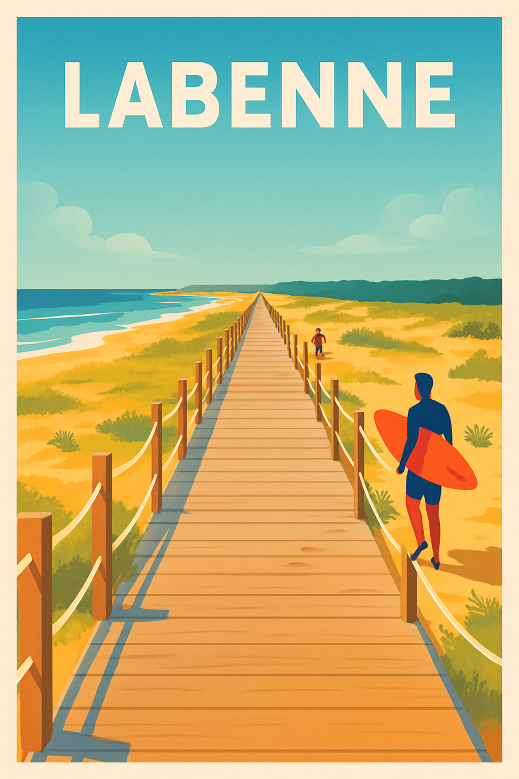 Landes France Pas de Cadre / 20 × 30cm Affiche de Labenne - Évasion et Surf sur la Côte Atlantique