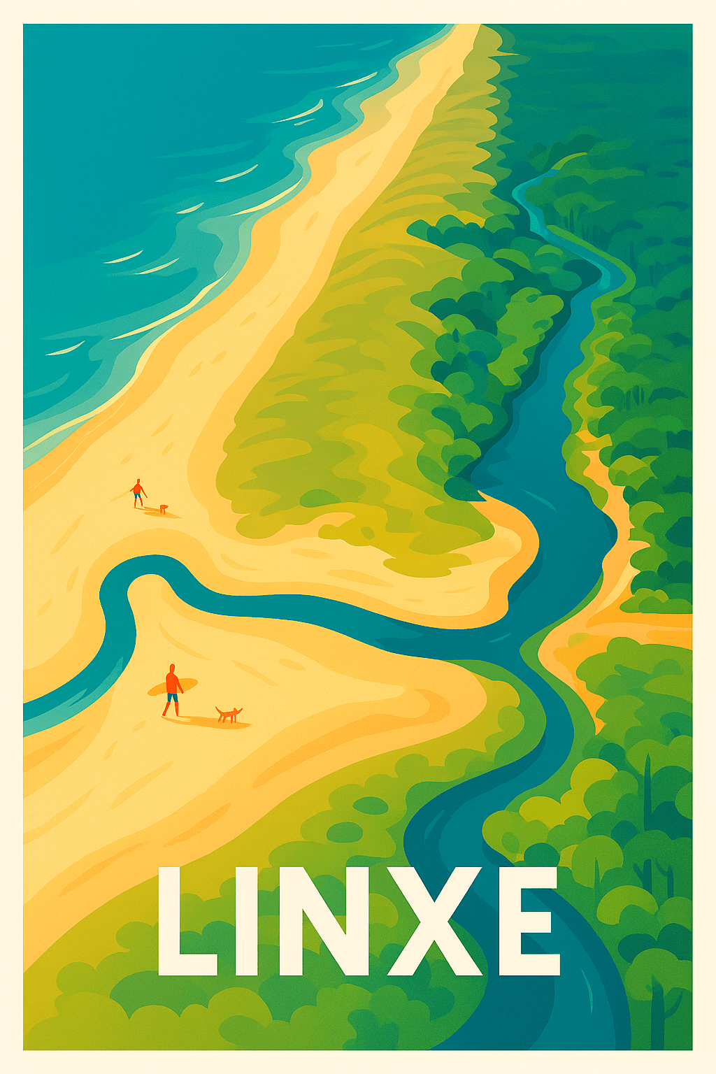 Affiche Linxé — L'évasion nature entre forêt et océan · poster d'art de Linxé