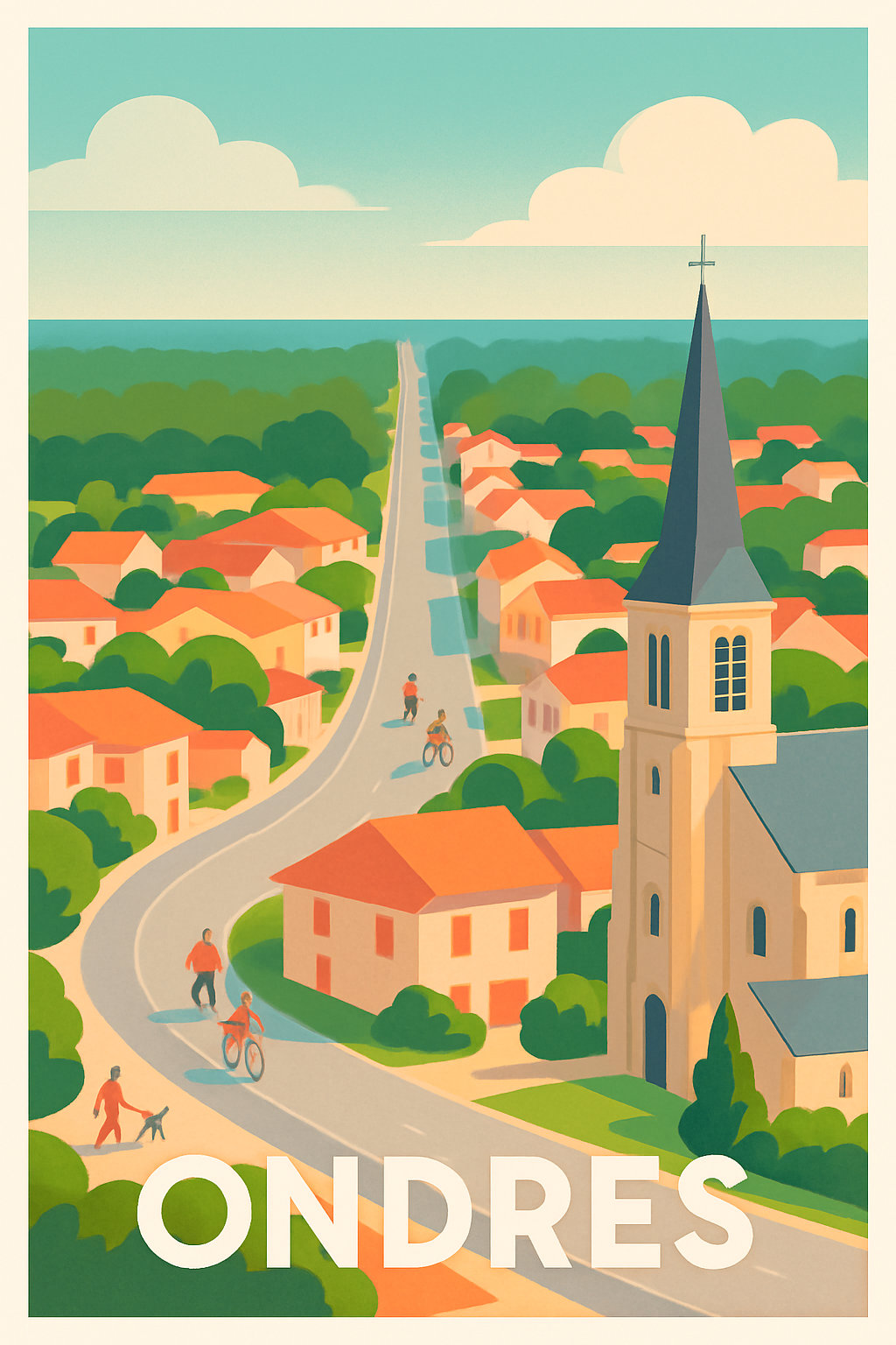 Landes France Pas de Cadre / 20 × 30cm Affiche de Ondres - Charme et sérénité au bord de l'océan