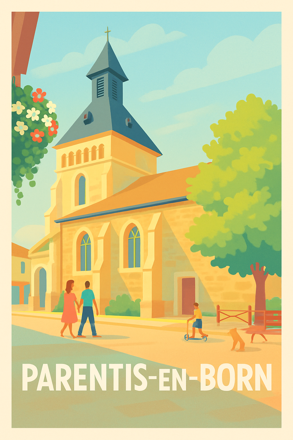 Landes France Pas de Cadre / 20 × 30cm Affiche de Parentis-en-Born - Charme et douceur de vie en Bord de Lac