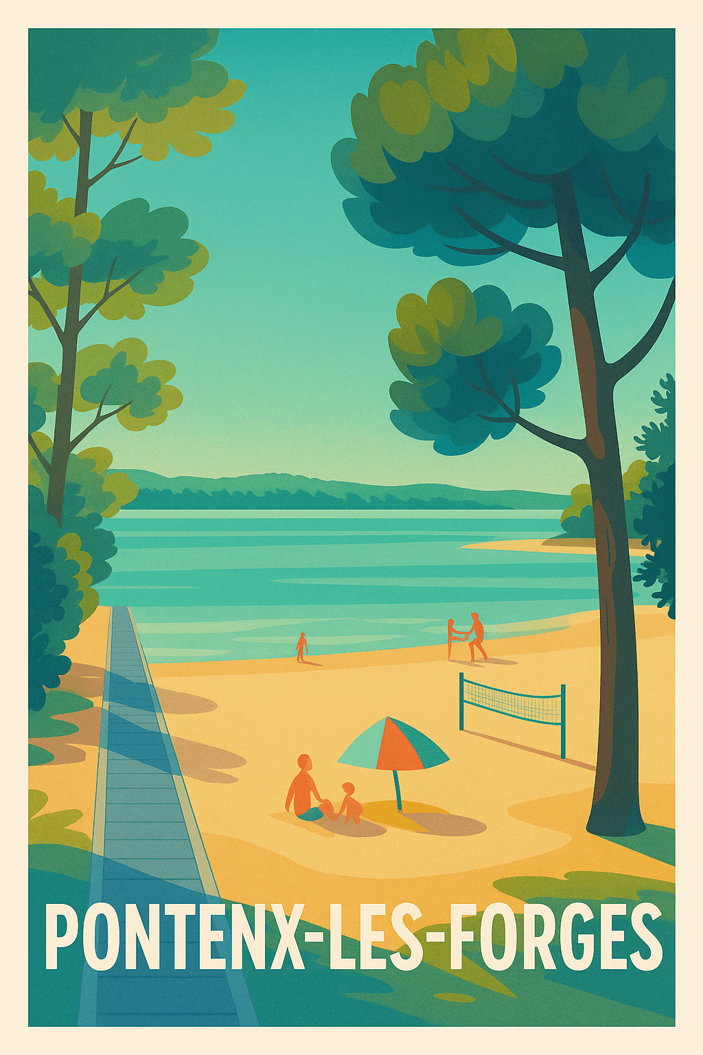 Landes France Pas de Cadre / 20 × 30cm Affiche de Pontenx-les-Forges - Escapade nature au bord de l'eau