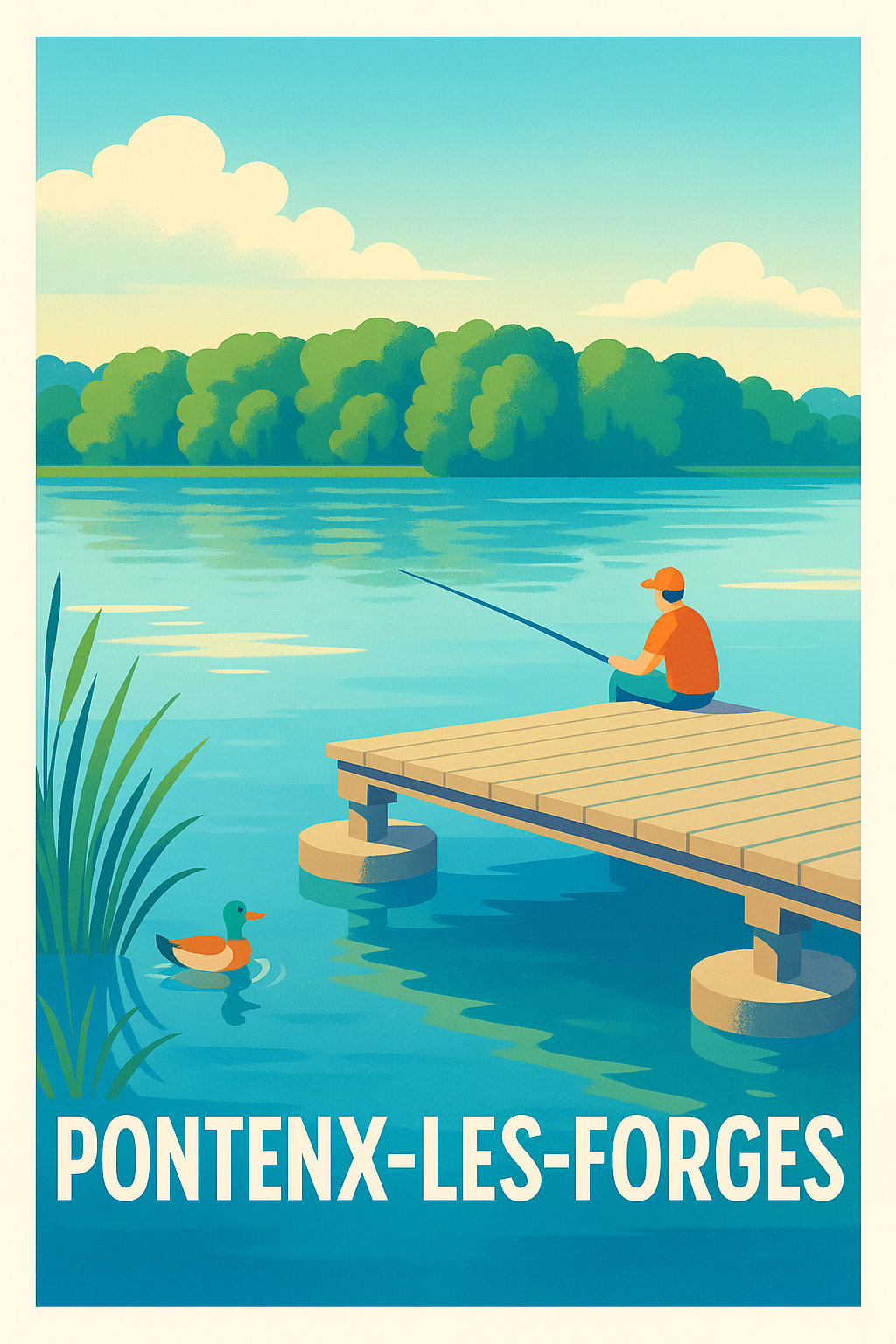 Affiche Pontenx-les-Forges — Sérénité au bord de l'eau · poster d'art de Pontenx-les-Forges