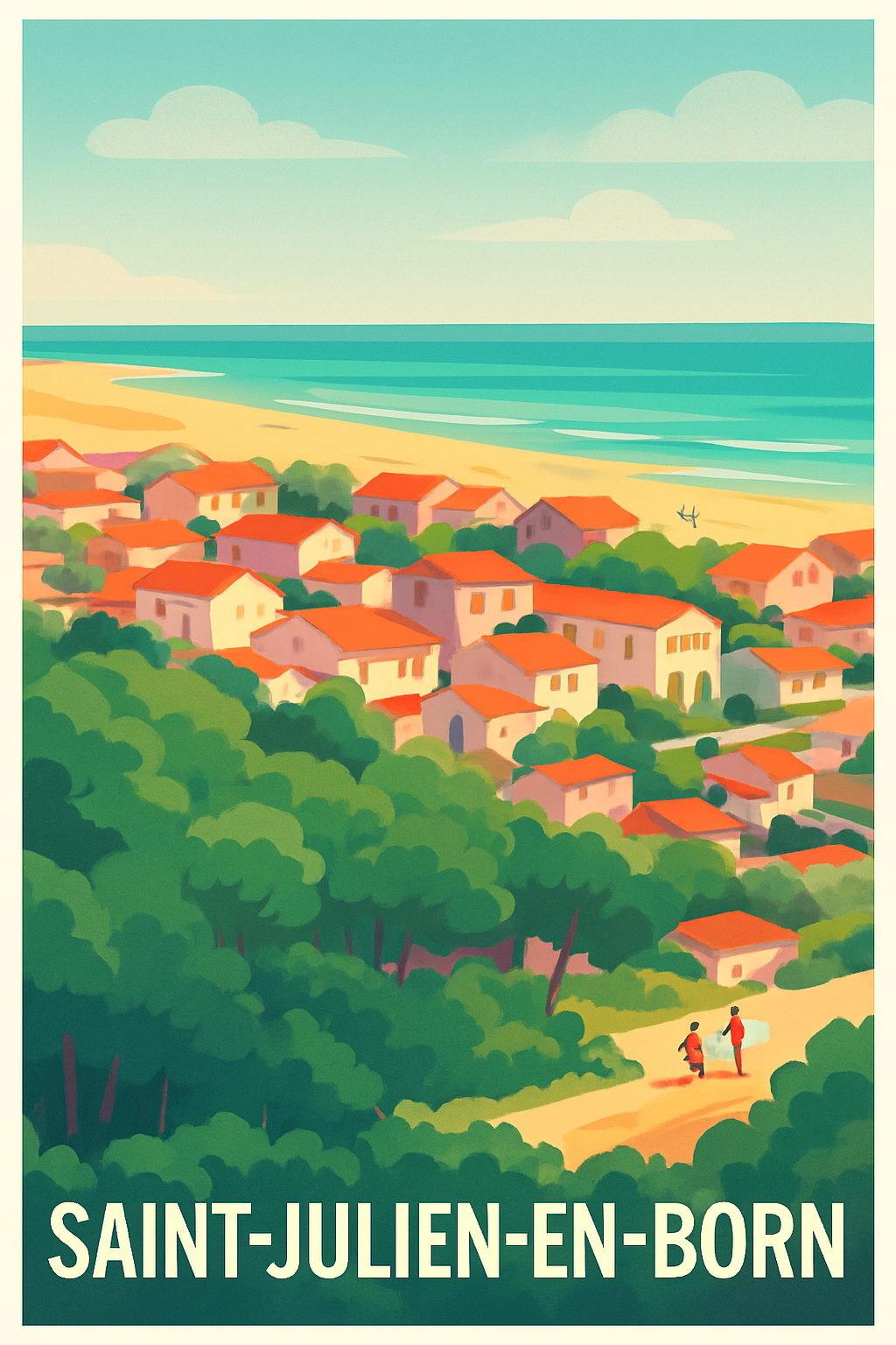 Affiche Saint-Julien-en-Born — Charme et sérénité en bord de mer · poster d'art de Saint-Julien-en-Born