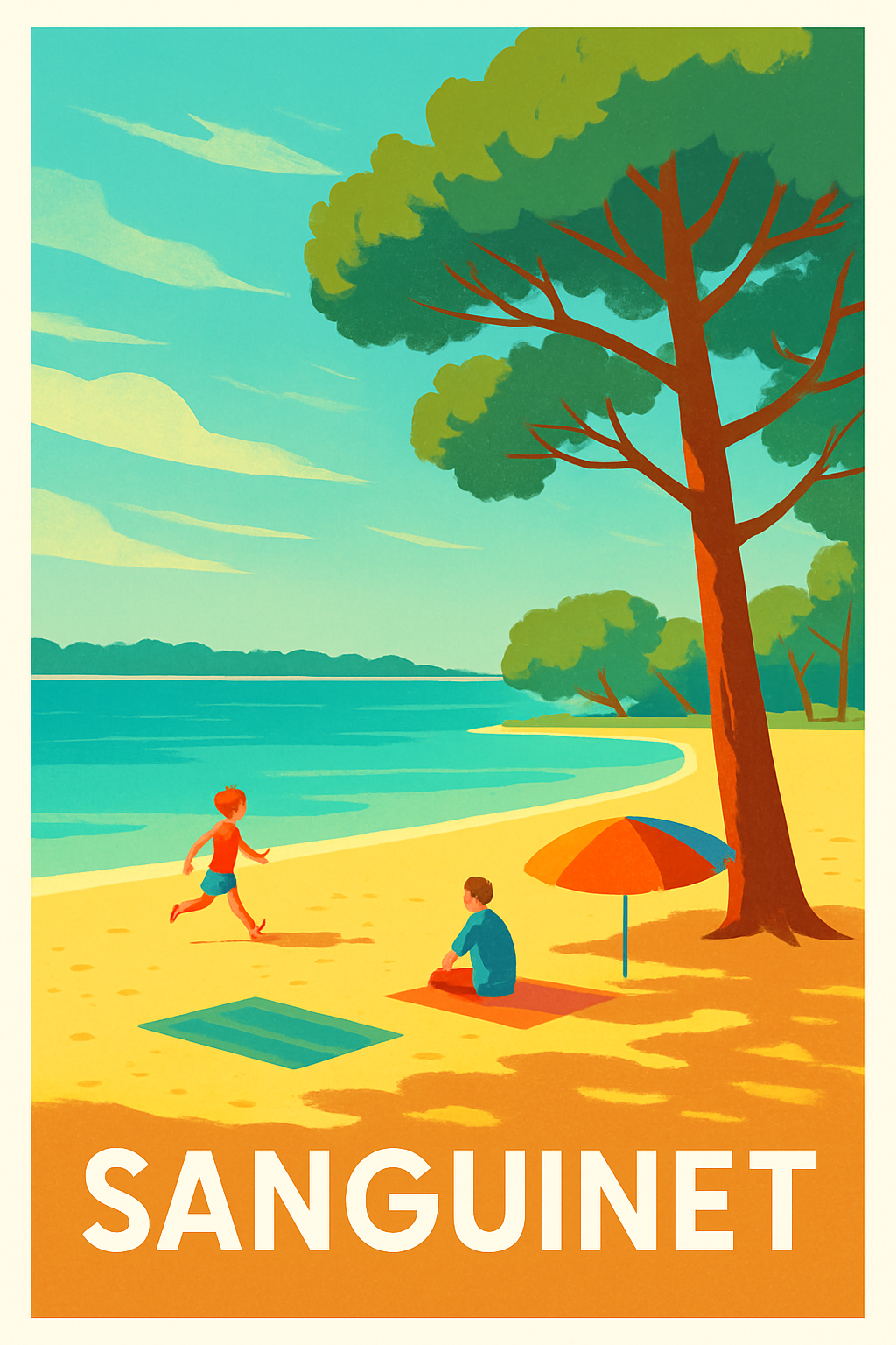 Affiche Sanguinet — La douceur de la plage landaise · poster d'art de Sanguinet