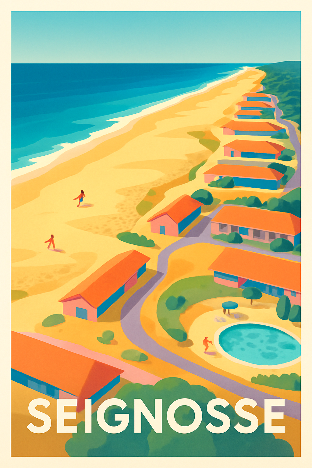 Landes France Pas de Cadre / 20 × 30cm Affiche de Seignosse - Escapade ensoleillée au bord de l'Atlantique