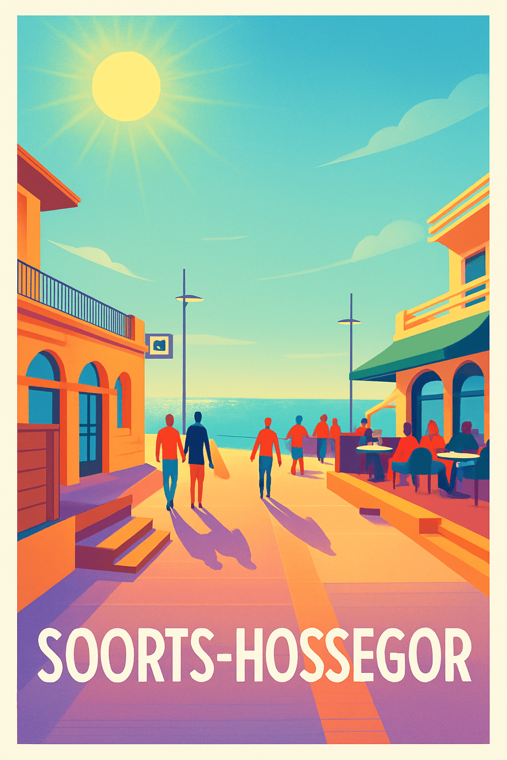 Landes France Pas de Cadre / 20 × 30cm Affiche de Soorts-Hossegor - Ambiance solaire au bord de l'océan