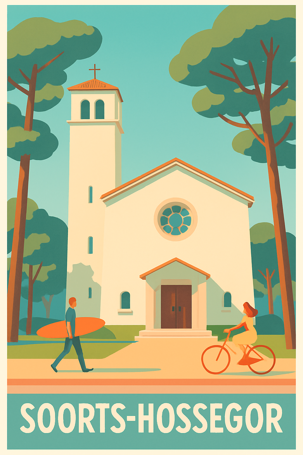 Landes France Pas de Cadre / 20 × 30cm Affiche de Soorts-Hossegor - Charmante simplicité et douceur de vivre