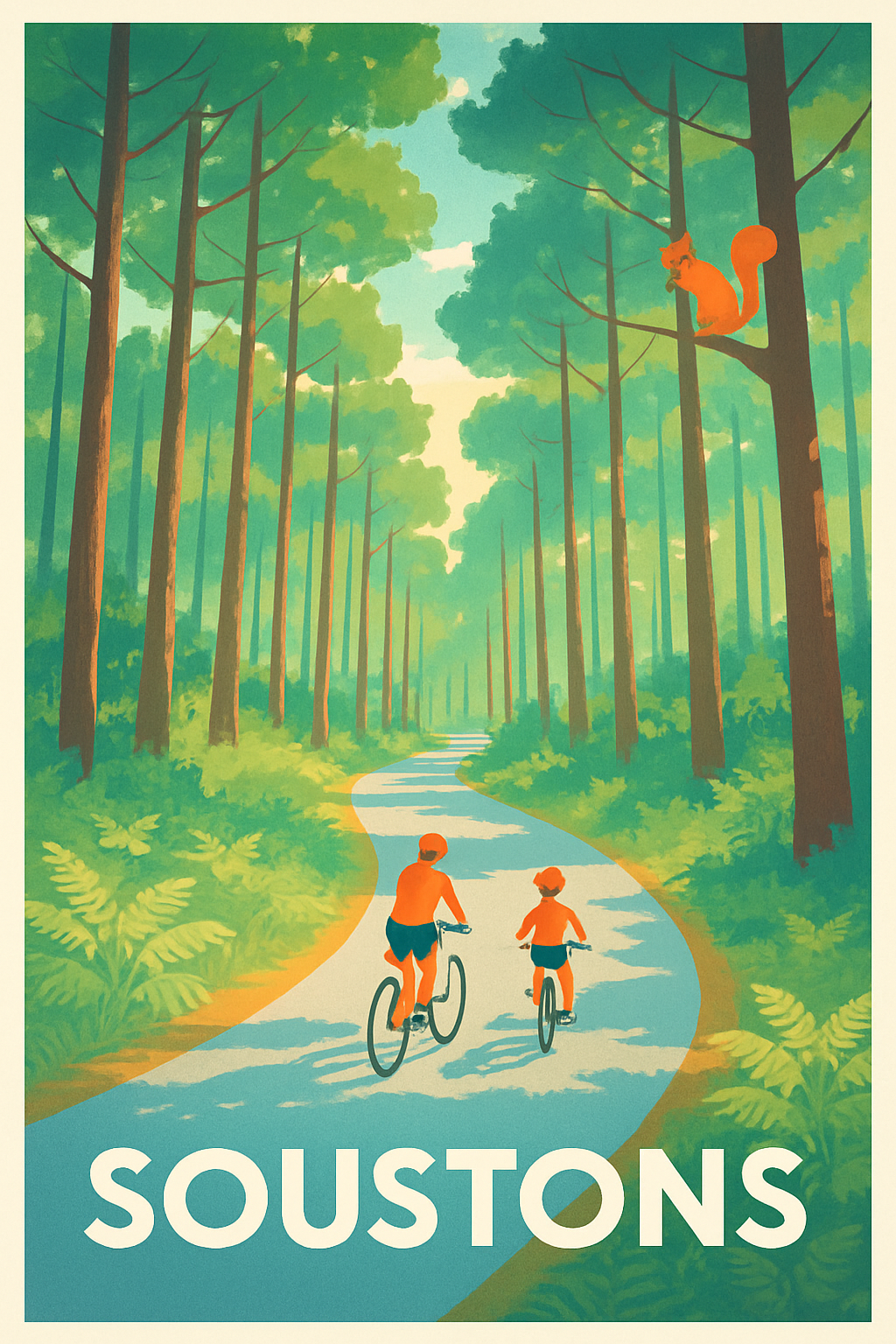 Landes France Pas de Cadre / 20 × 30cm Affiche de Soustons - Balade en forêt apaisante