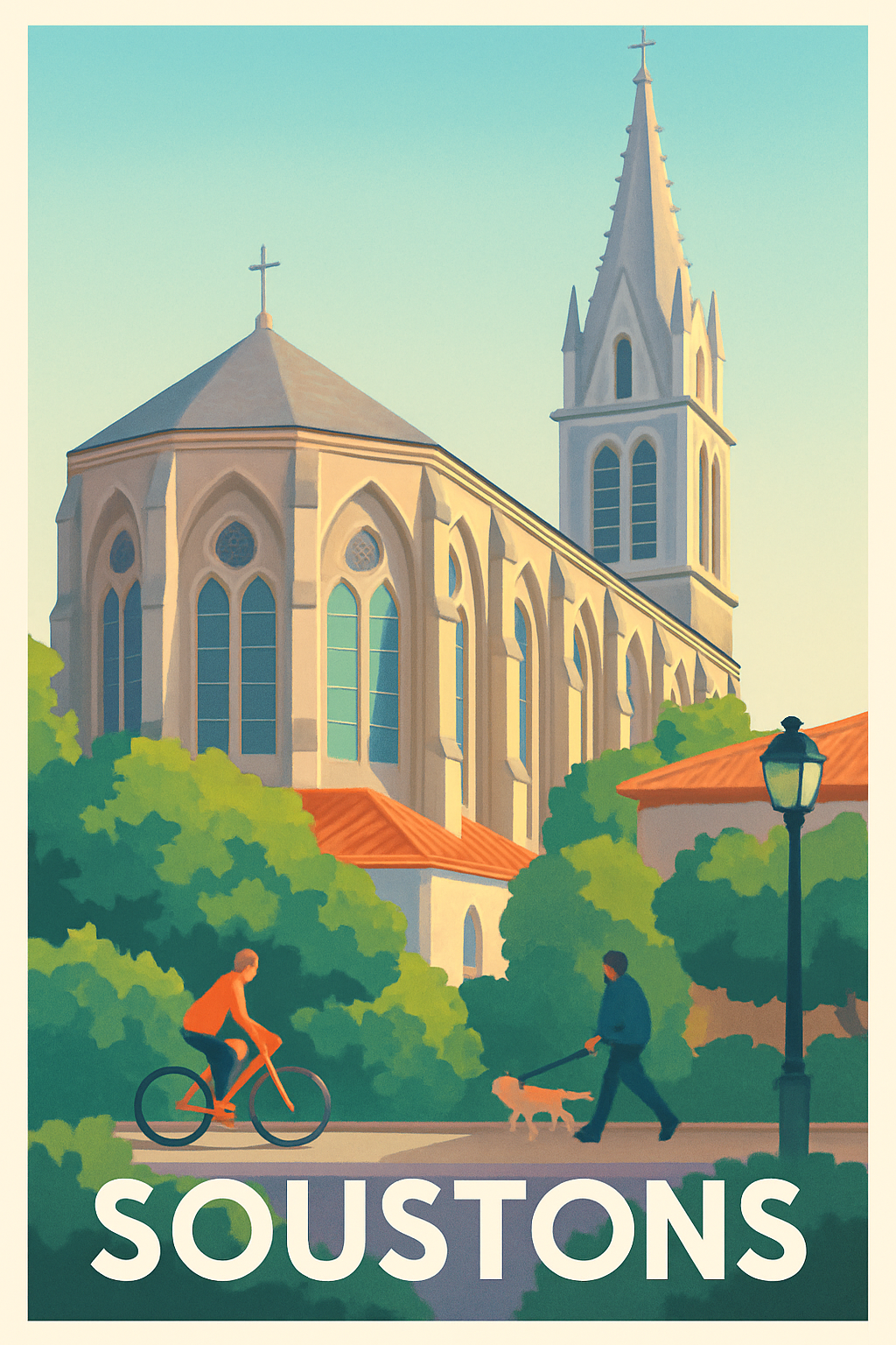 Landes France Pas de Cadre / 20 × 30cm Affiche de Soustons - Charme paisible et architecture intemporelle