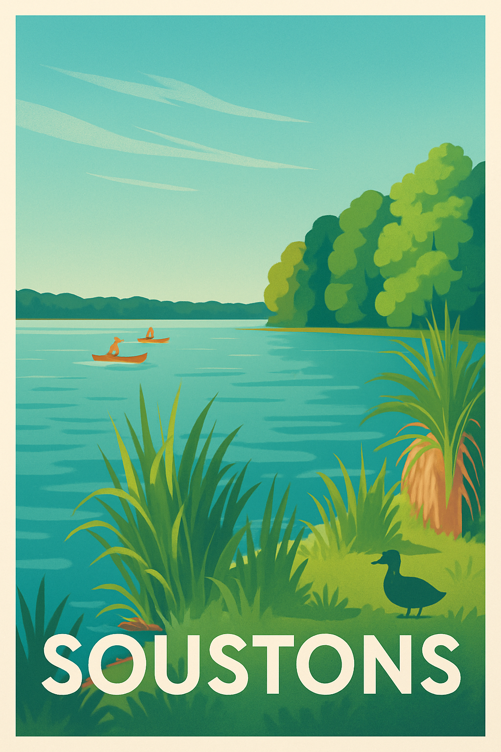 Landes France Pas de Cadre / 20 × 30cm Affiche de Soustons - Évasion au fil de l'eau